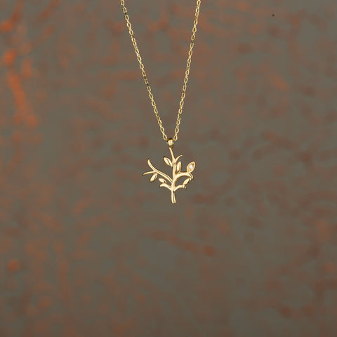 14K Gold Olive Tree Necklace  - Symbol of Peace and Prosperity