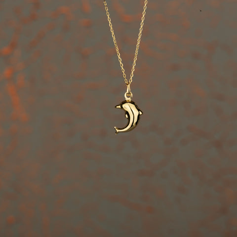 14K Gold Dolphin Pendant Necklace - Embrace the Ocean's Charm