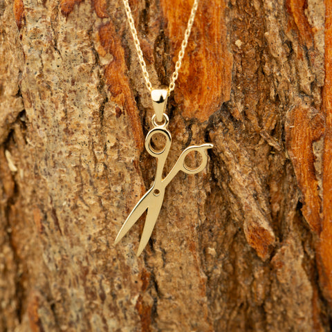 14K Solid Gold Scissor Necklace - A Tribute to Hair Artistry