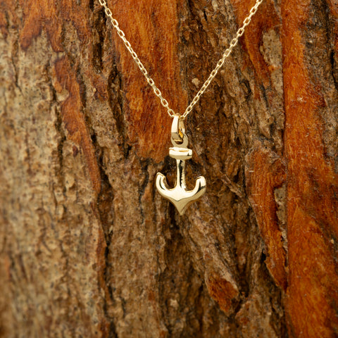 14K Gold Mini Anchor Necklace - Maritime Elegance