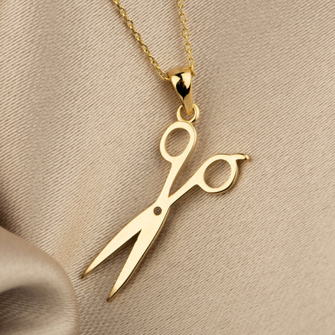 14K Solid Gold Scissor Necklace - A Tribute to Hair Artistry