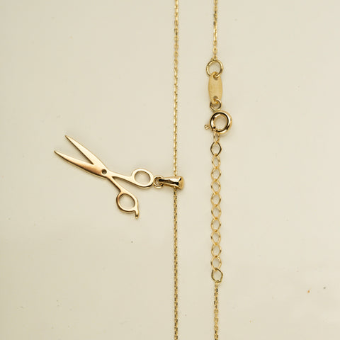 14K Solid Gold Scissor Necklace - A Tribute to Hair Artistry