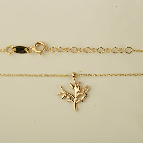 14K Gold Olive Tree Necklace  - Symbol of Peace and Prosperity