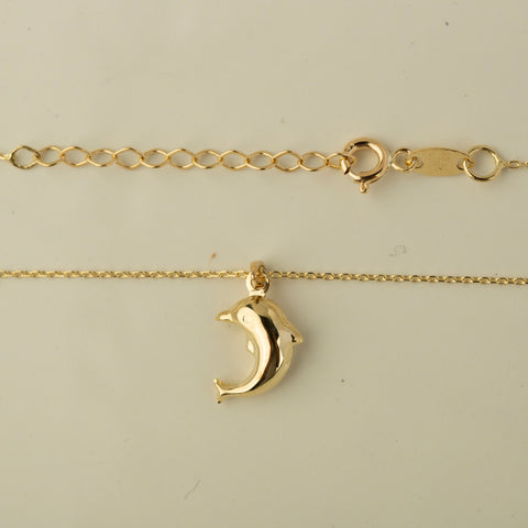 14K Gold Dolphin Pendant Necklace - Embrace the Ocean's Charm