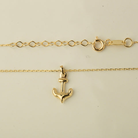 14K Gold Mini Anchor Necklace - Maritime Elegance