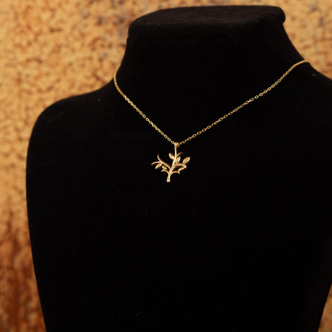 14K Gold Olive Tree Necklace  - Symbol of Peace and Prosperity