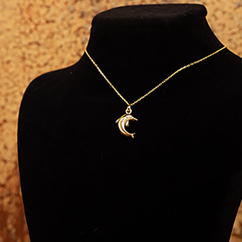 14K Gold Dolphin Pendant Necklace - Embrace the Ocean's Charm