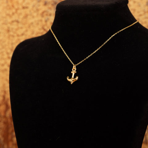 14K Gold Mini Anchor Necklace - Maritime Elegance