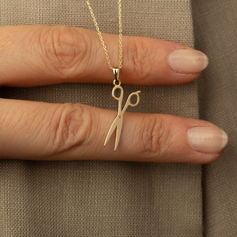 14K Solid Gold Scissor Necklace - A Tribute to Hair Artistry