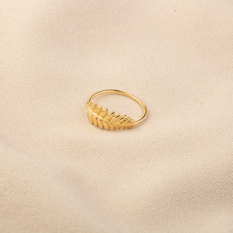 14K Solid Gold Leaf Branch Ring - Nature-Inspired Elegance