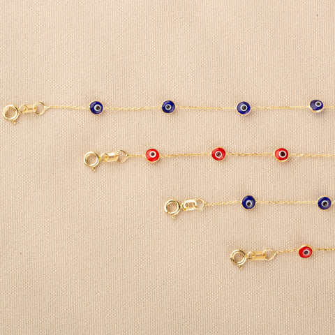 14K Gold Turkish Evil Eye Protection Bracelet - Symbolic and Stylish