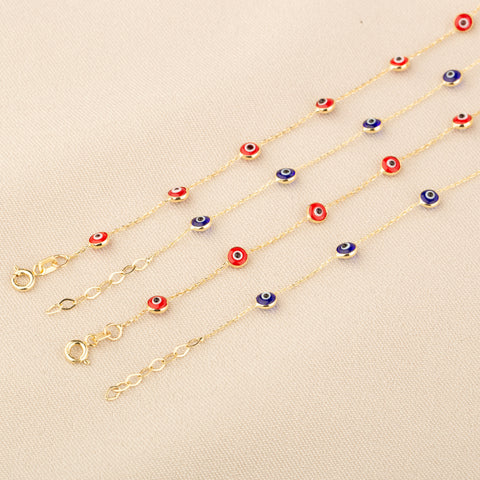 14K Gold Turkish Evil Eye Protection Bracelet - Symbolic and Stylish