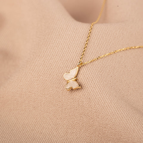 Enchanting 14K Solid Gold Butterfly Necklace | Skinny Cable Chain | Multiple Colors and Lengths