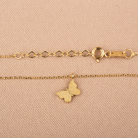 Enchanting 14K Solid Gold Butterfly Necklace | Skinny Cable Chain | Multiple Colors and Lengths