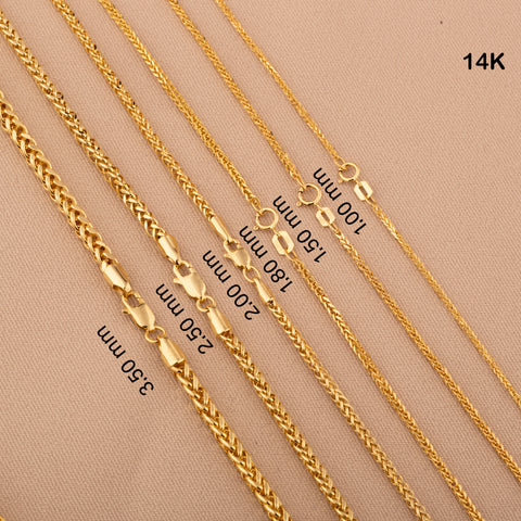 14K Solid Gold Wheat / Spiga Chain Necklace - Elegance in Every Link