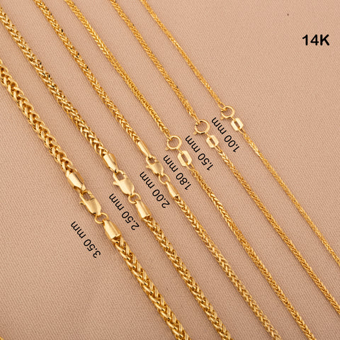 14K Solid Gold Wheat / Spiga Chain Necklace - Elegance in Every Link