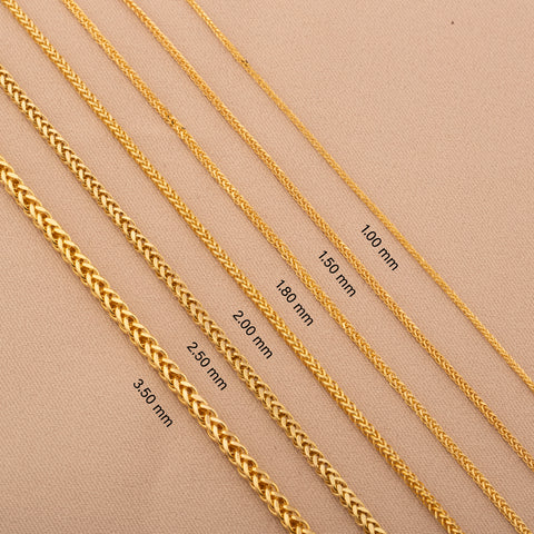 14K Solid Gold Wheat / Spiga Chain Necklace - Elegance in Every Link