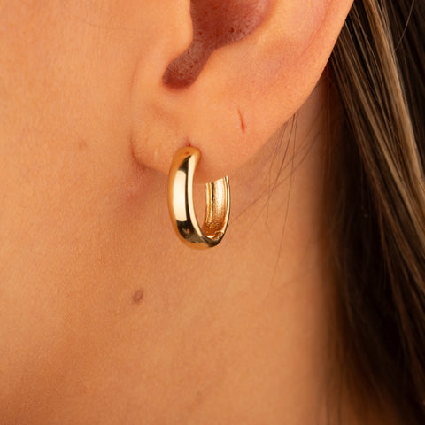 14K Solid Gold Thick 4mm Hoop Earrings - Classic Elegance with a Bold Twist