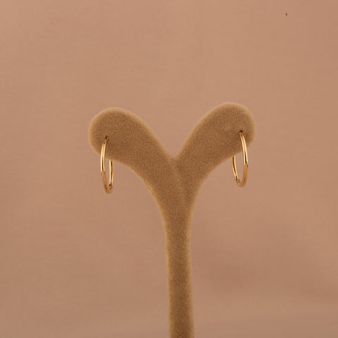 14K Solid Gold Skinny Hoop Earrings - Sleek and Elegant