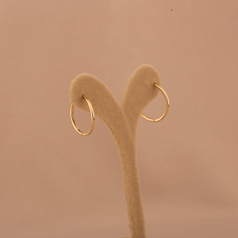 14K Solid Gold Skinny Hoop Earrings - Sleek and Elegant