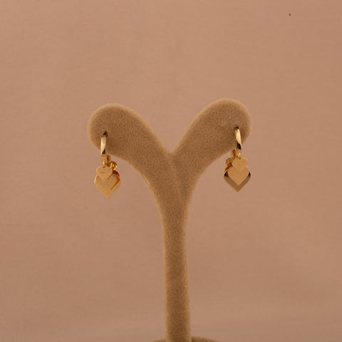 14K Gold Heart Charm Huggie Earrings - Whimsical Elegance