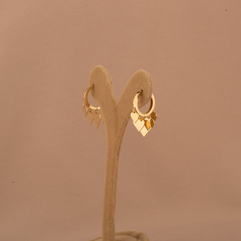 14K Gold Heart Charm Huggie Earrings - Whimsical Elegance