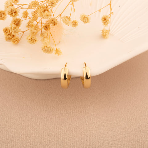 14K Solid Gold Thick 4mm Hoop Earrings - Classic Elegance with a Bold Twist