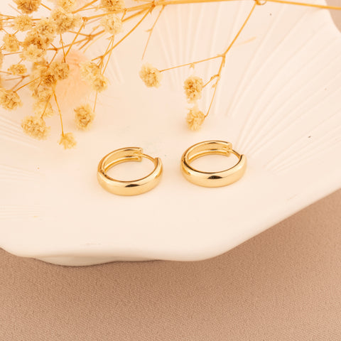 14K Solid Gold Thick 4mm Hoop Earrings - Classic Elegance with a Bold Twist