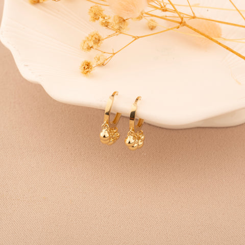 14K Gold Beads Charm Huggie Earrings - Elegant and Playful