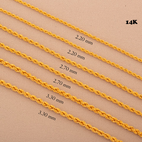 14K Gold Rope Chain Necklace - Elegance in Twisted Design