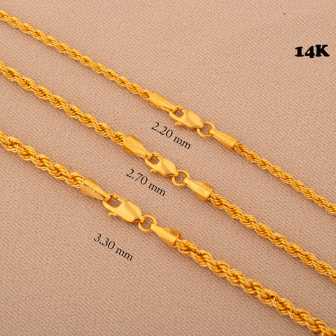 14K Gold Rope Chain Necklace - Elegance in Twisted Design