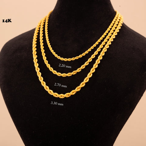 14K Gold Rope Chain Necklace - Elegance in Twisted Design