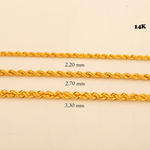 14K Gold Rope Chain Necklace - Elegance in Twisted Design