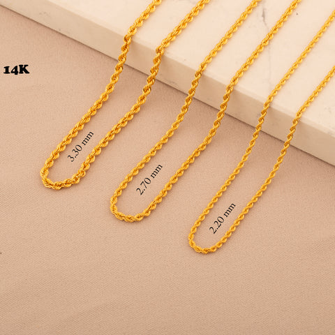 14K Gold Rope Chain Necklace - Elegance in Twisted Design