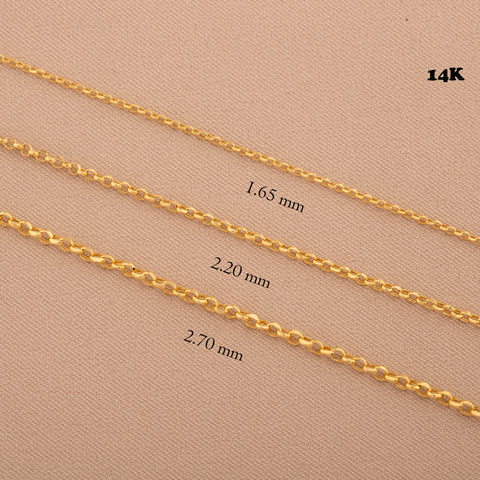 14K Gold Rolo Cable Chain Necklace - Classic Elegance and Durability