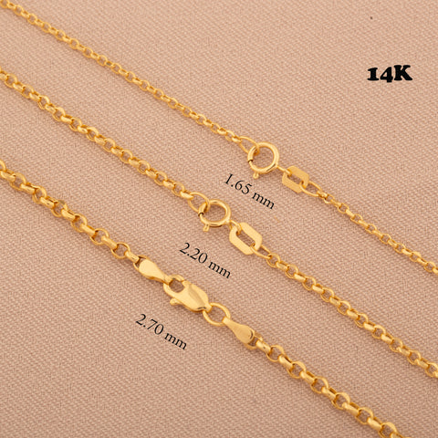 14K Gold Rolo Cable Chain Necklace - Classic Elegance and Durability