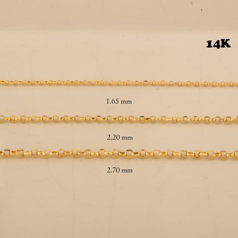 14K Gold Rolo Cable Chain Necklace - Classic Elegance and Durability