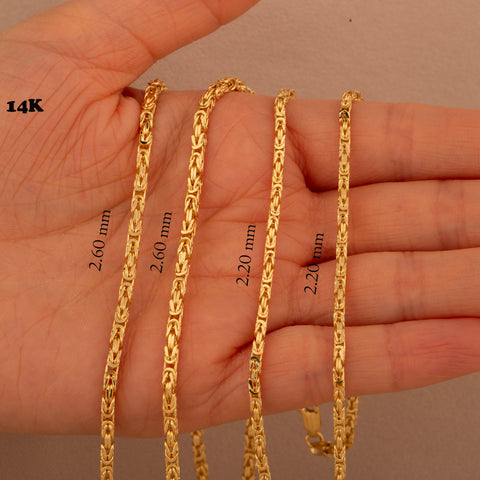 14K Gold Byzantine Chain Necklace - Exquisite Craftsmanship