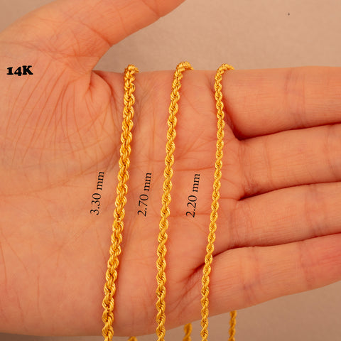 14K Gold Rope Chain Necklace - Elegance in Twisted Design