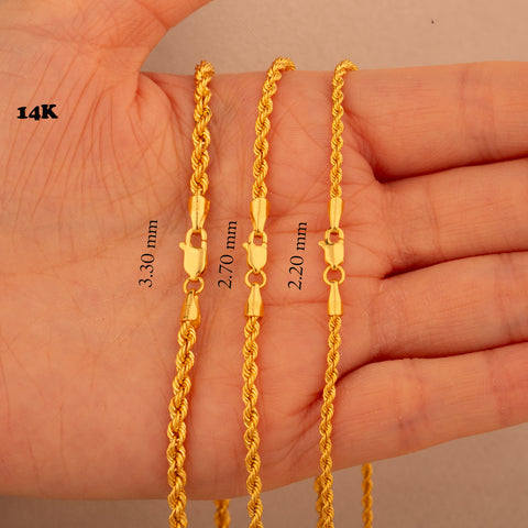 14K Gold Rope Chain Necklace - Elegance in Twisted Design