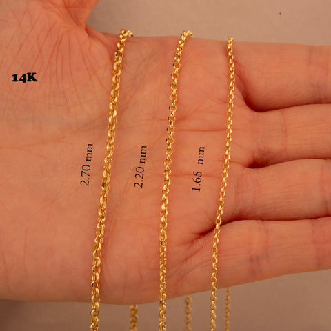 14K Gold Rolo Cable Chain Necklace - Classic Elegance and Durability