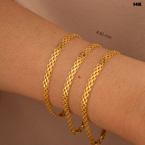 14K Solid Gold Bismarck Bracelet - Elegant and Versatile