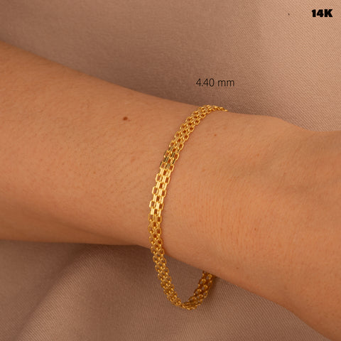 14K Solid Gold Bismarck Bracelet - Elegant and Versatile