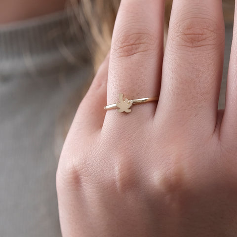 14K Solid Gold Palm Tree Ring - Tropical Elegance in Fine Jewelry