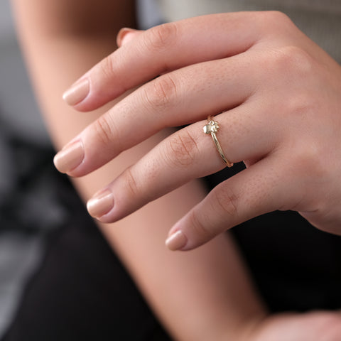 14K Solid Gold Paw Print Ring - A Tribute to Pet Love