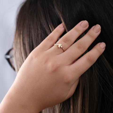 14K Gold Dove Ring - Elegant Peace Symbol Jewelry for Her