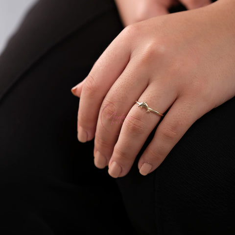 14K Solid Gold Dolphin Ring - Playful Elegance in Fine Jewelry