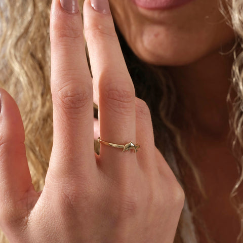 14K Solid Gold Dolphin Ring - Playful Elegance in Fine Jewelry