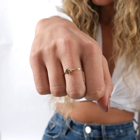 14K Gold Dove Ring - Elegant Peace Symbol Jewelry for Her