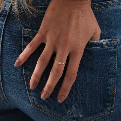 14K Gold Delicate Bird Ring - Charming and Elegant Jewelry